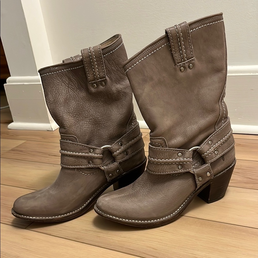 Frye Taupe Heeled Boots